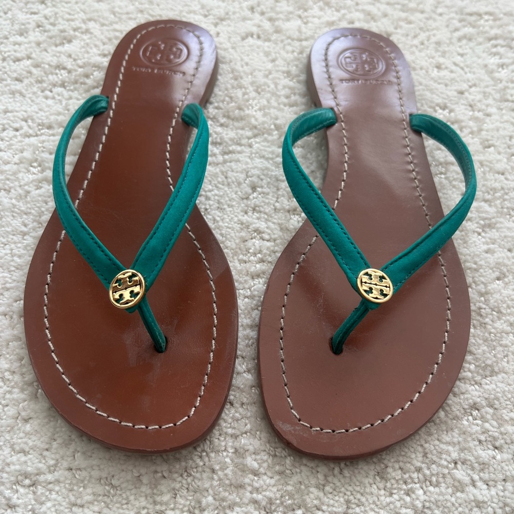 Tory Burch Teal and Brown Sandals
